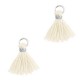 Ibiza style mini Tassel 1cm Silver-off white